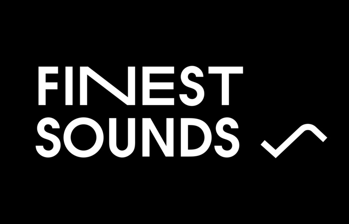 Finest Sounds -logo mustaa taustaa vasten.