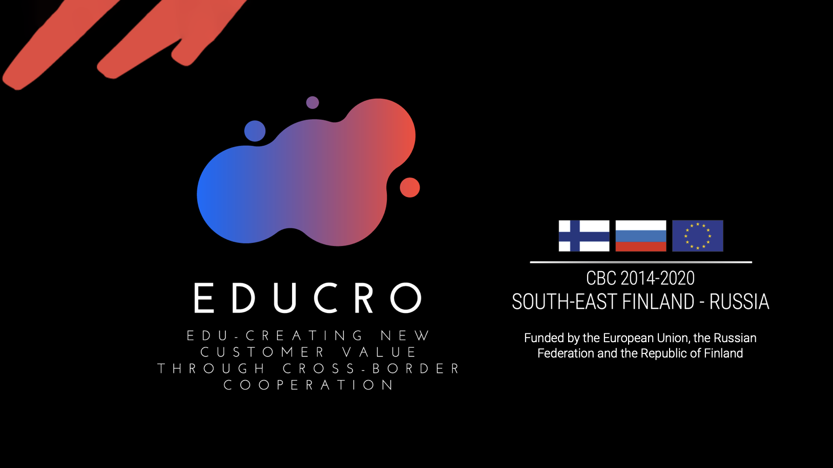 The logos of the EDUCRO project and its funding partner CBC against a black background.