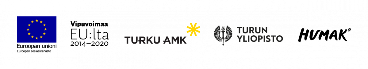 Innotutka-hankkeen toteuttajien logot: Euroopan aluekehitysrahasto, Vipuvoimaa EU:sta, Turun AMK, Turun yliopisto, Humak