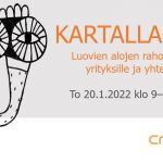 Kuvituskuva ja otsikko. Kartalla 2022 - Luovien alojen rahoituspäivä yrityksille ja yhteisöille to 20.1.2022 klo 9-12, Zoom.